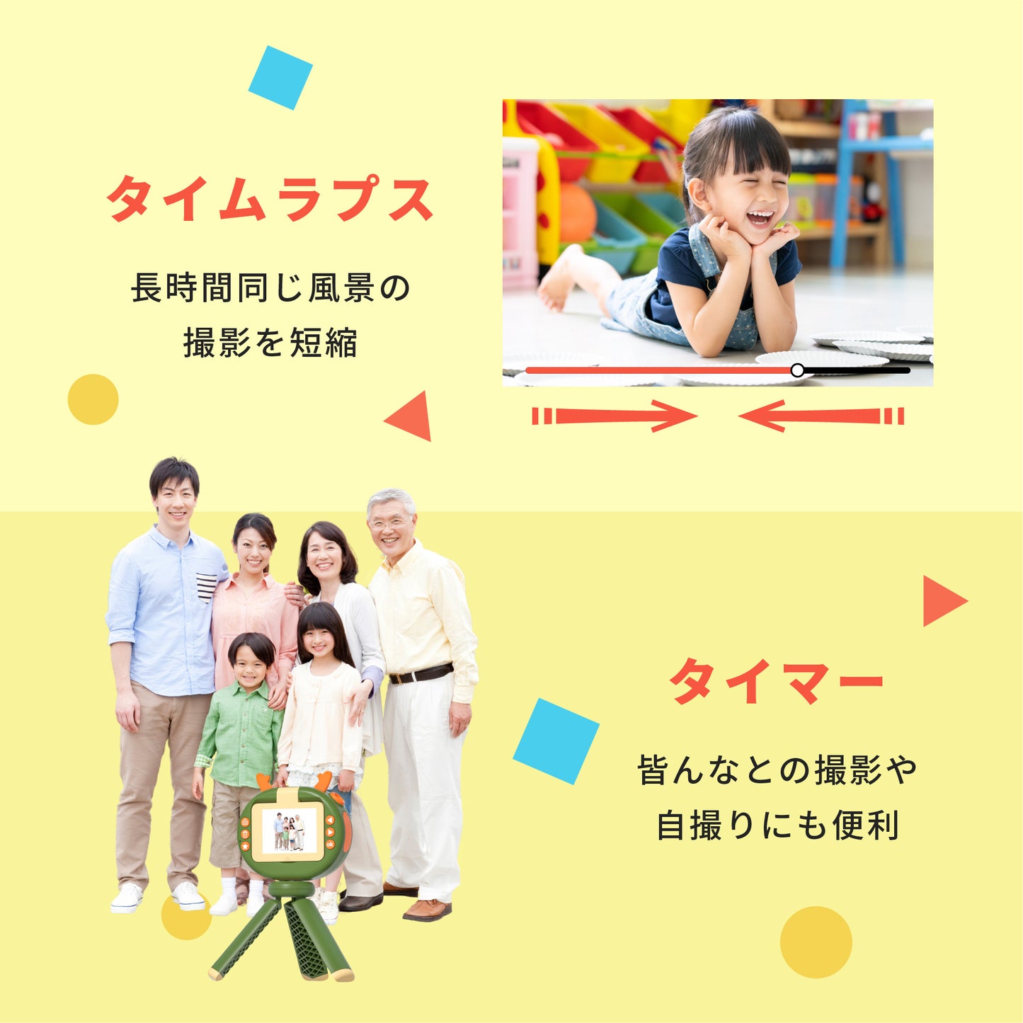 Berpy キッズカメラ 子供用 おもちゃ トイカメラ 動画撮影 カメラ ベビー 手持ち 三脚 取り外し可能 HD 32GB microSDカード付属 男の子 女の子 知育玩具 誕生日 プレゼント