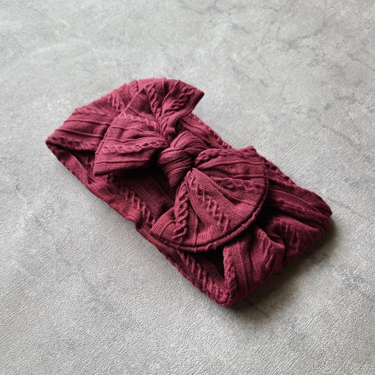 編み柄 ベビー ヘアバンド リボン 7color