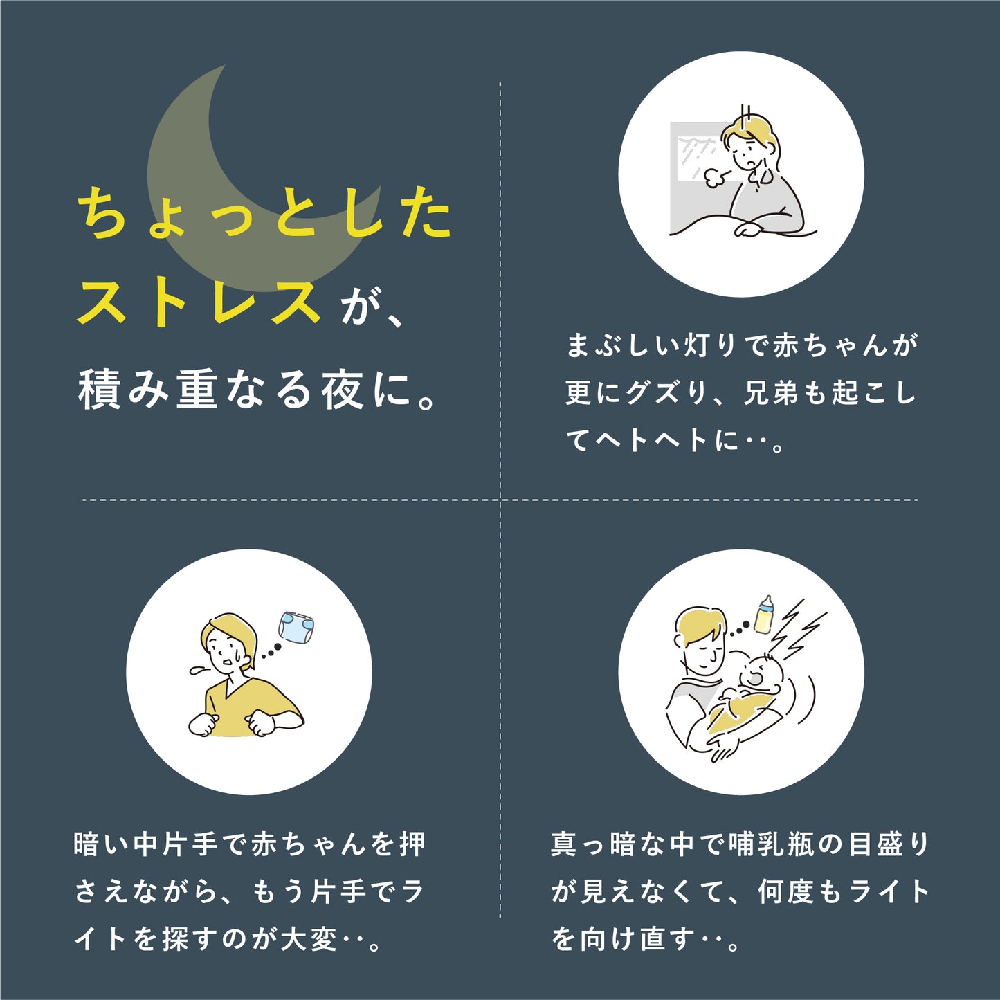 クッカライト｜ポンと叩いて3段階調光、夜の授乳に便利なコードレスライト