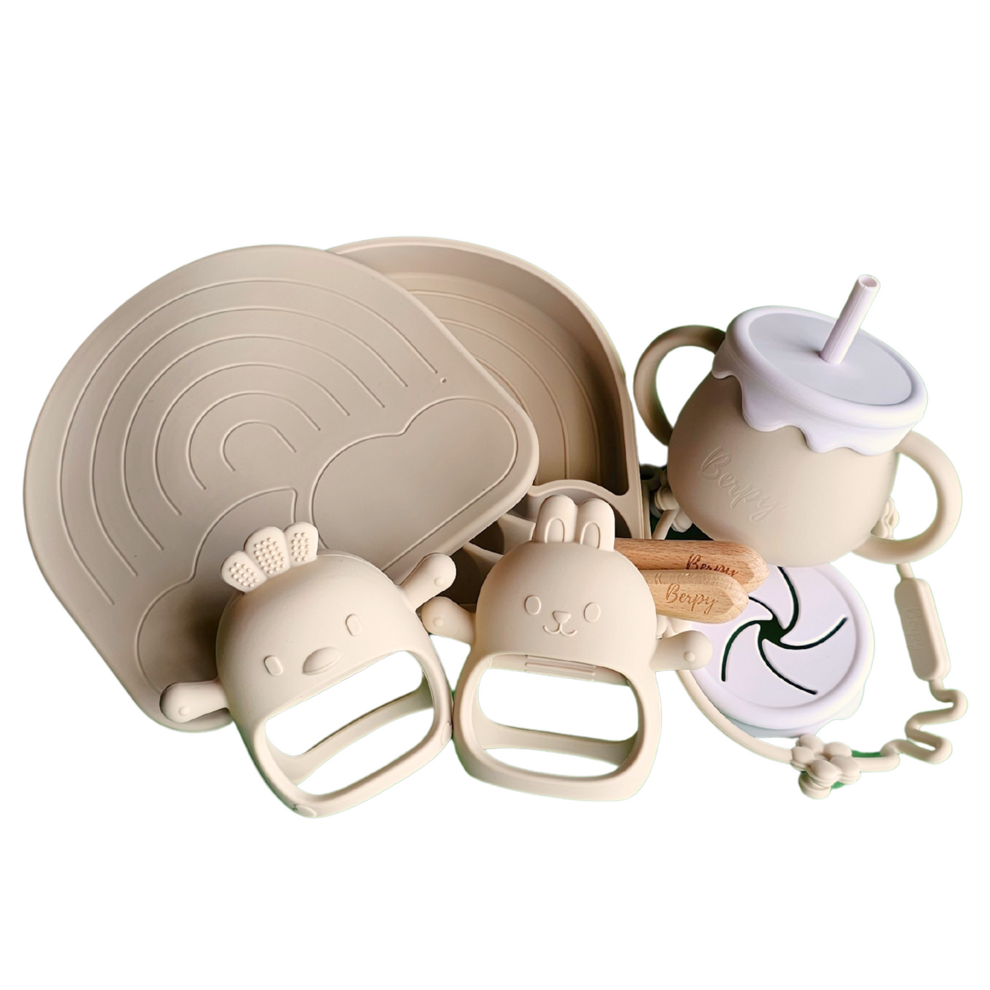 出産祝い ギフトセット シリコン お天気プレート 歯がため シリコンカップ スナックカップ スプーン フォーク ギフトボックス bp-1set