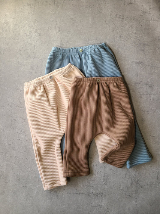 リブパンツ 裏起毛で暖かい 伸びる素材 60 70 80 90サイズ